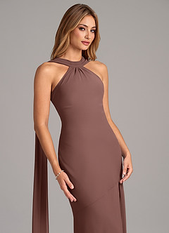 Azazie Kinsley Bridesmaid Dresses Espresso Mermaid Pleated Chiffon Dress image7
