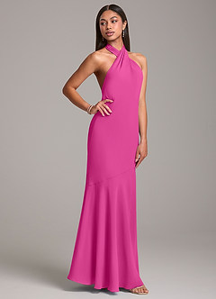 Azazie Lorena Bridesmaid Dresses Fuchsia Mermaid Pleated Chiffon Dress image5
