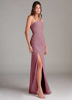 Azazie Eren Bridesmaid Dresses Vintage Mauve Sheath One Shoulder Chiffon Dress image4