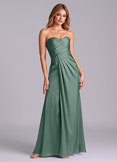Azazie Sabrine Final Sale Eucalyptus A-Line Sweetheart Neckline Stretch Satin Dress image3