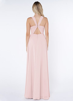 Azazie Jane Abiti da Damigella Abito A-Line in Chiffon con Scollo a V a Pieghe Rosa Rossore image2