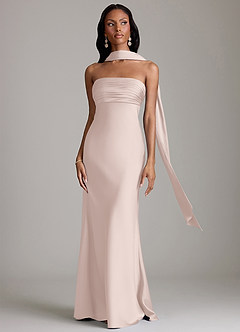 Azazie Saylor Brudtärnklänningar Klä av Sjöjungfru i Stretch Satin Axelbandslös Rodnande Rosa image9