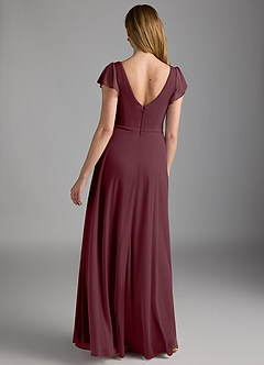 Azazie Omari Bridesmaid Dresses Cabernet A-Line Mesh Dress image4