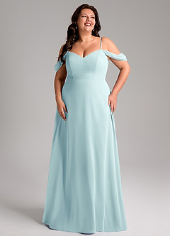 Azazie Marley Bridesmaid Dresses Sea Glass A-Line Off the Shoulder Chiffon Convertible Dress image13
