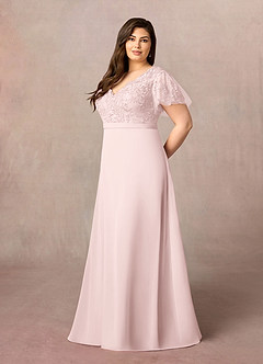 Azazie Singer Final Sale Agave A-Line V-Neck Lace Chiffon Dress image9