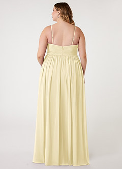 Azazie Alia Bridesmaid Dresses Lemon Sorbet A-Line Pleated Chiffon Dress image7