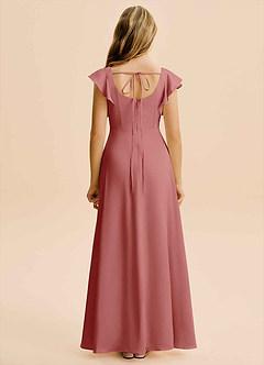 Azazie Bondi Junior Antique Rose A-Line Side Slit Stretch Satin Dress image2