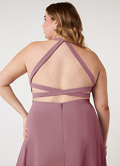 Azazie Clarice Bridesmaid Dresses Vintage Mauve A-Line Halter Chiffon Dress image10