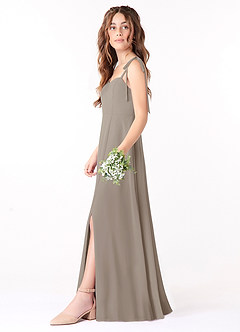 Azazie Rosey Junior Taupe A-Line Sweetheart Neckline Chiffon Dress image3