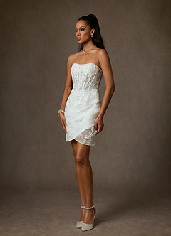 Azazie Hari Vestidos de novia Vestido de Diamante Blanco de Encaje de Corte Recto con Escote de Corazón image1