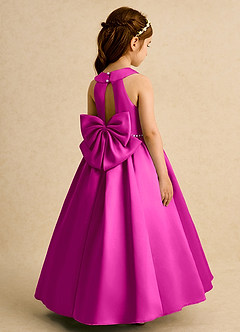 Azazie Daisies Flower Girl Dresses Fuchsia Ball-Gown Bow Matte Satin Dress image1
