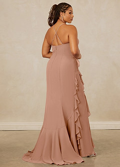Christian Siriano Bridal for Azazie 1006 Bridesmaid Dresses Champagne Rose Mermaid Ruched Chiffon Dress image15
