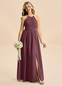 Azazie Noelle Junior Sangria A-Line Pleated Chiffon Dress image6