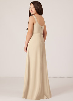 Azazie Renee Junior Abito A-Line in Chiffon Spacco Laterale Champagne image4