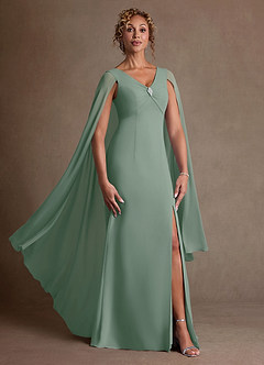 Azazie Boudica Mother of the Bride Dresses Silver Sage A-Line Pleated Chiffon Dress image1