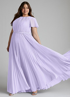 Azazie Kara Modest Bridesmaid Dresses A-Line Pleated Chiffon Floor-Length Dress image10