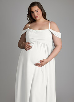 Azazie Saige Maternity Bridesmaid Dresses A-Line Pleated Chiffon Floor-Length Dress image14
