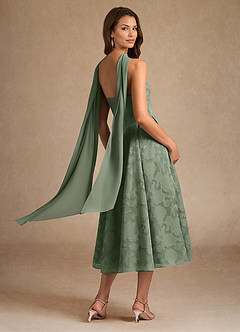 Azazie Lorain Abiti per la Madre della Sposa Abito A-Line in Burnout Floreale Plissettato Matcha image6