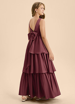 Azazie Meadowyn Junior Abito A-Line in Raso Elasticizzato Fiocco Merlot image6