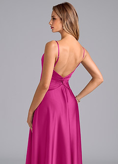 Azazie Elita Brautjungfernkleider A-Linie Plissee Stretch-Satin Kleid Fuchsia image2