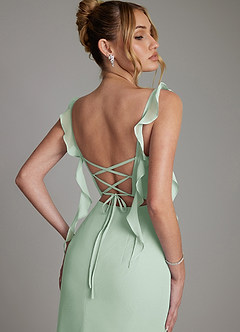 Azazie Jessamine Abiti da Damigella Abito Sirena in Chiffon Corsetto Agave image2