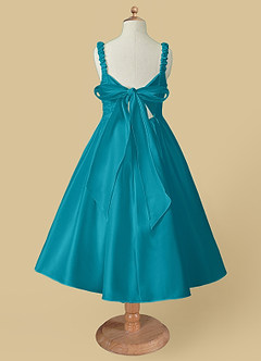 Azazie Cutie Pie Flower Girl Dresses Jade A-Line Pleated Matte Satin Dress image5
