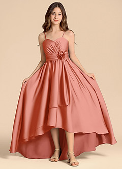 Azazie Catalina Junior Klä av A-Line i Stretch Satin Älskling Halsringning image4