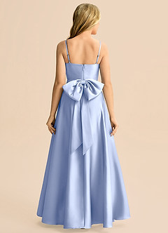 Azazie Rumi Junior A-Line Plisseret Stræk satin Gulv-længde Junior brudepige Kjole image2