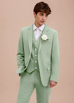 front Ethan Stoffige Salie Verfijnd geweven 3-delig pak