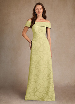 Azazie Medford Mère de la mariée Robes Robe Trapèze en Blumen-Burnout Épaule décolletée Sorbet Citron image1