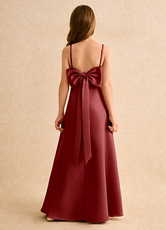 Azazie Joella Girls Formal Flower Girl Dresses Rust A-Line Pleated Matte Satin Dress image1