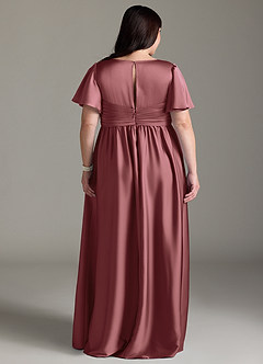 Azazie Verna Abiti da damigella d'onore premaman Abito A-Line Increspato Raso Elasticizzato Floor-Length image11