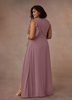 Azazie Narine Abiti per la Madre della Sposa Abito A-Line in Chiffon con Scollo Alto a Pieghe Rosa Polverosa image10