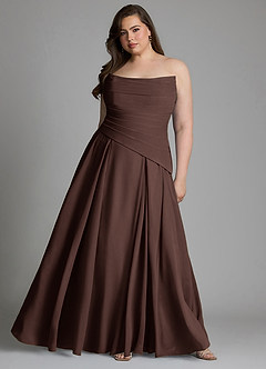 Azazie Gabriela Bridesmaid Dresses Ganache A-Line Corset Chiffon Dress image15