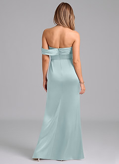 Azazie Lisbeth Bridesmaid Dresses Mist Mermaid Off the Shoulder Stretch Satin Convertible Dress image7