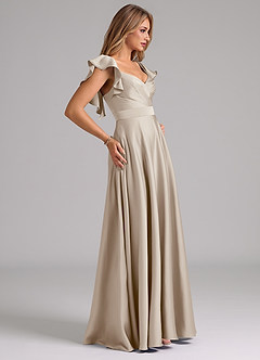 Azazie Leilani Bridesmaid Dresses Frost A-Line Ruched Stretch Satin Dress image6