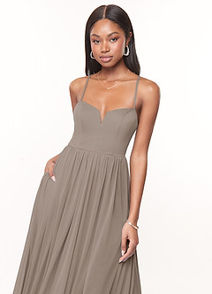 Azazie Marsol Brautjungfernkleider A-Linie Korsett Gittergewebe Kleid Taupe image5