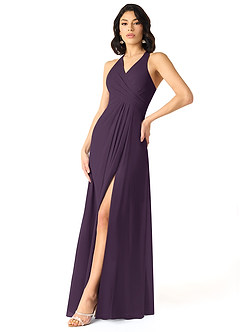 Azazie Danica Bridesmaid Dresses Plum A-Line Pleated Chiffon Dress image3