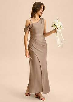 Azazie Madelyn Junior Klä av Tubklänning i Stretch Satin Av axeln image6