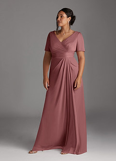 Azazie Bessie Mother of the Bride Dresses Desert Rose A-Line Pleated Mesh Dress image9