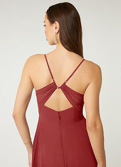 Azazie Minie Bridesmaid Dresses Rust A-Line Bow Chiffon Dress image7