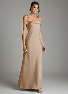 Azazie Ellia Brudtärnklänningar Klä av Tubklänning i Stretch Satin Rosett Taupe image3