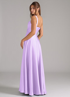 Azazie Shaude Bridesmaid Dresses Lilac A-Line Pleated Stretch Satin Dress image7