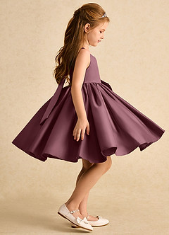 Azazie Jessie vestidos de niña de las flores Vestido de Sangrado de Satin Mate de Corte En A con Lazo image3