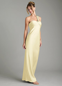 Azazie Margot Brautjungfernkleider Etui One-Shoulder Stretch-Satin Kleid Zitronensorbet image5
