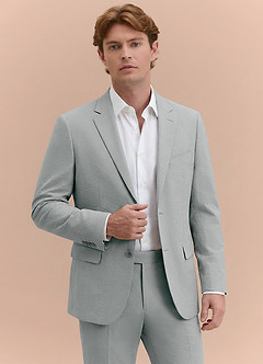 front Miles Light Grey Seersucker Trousers Suit