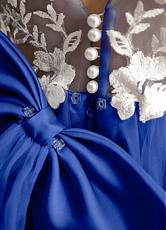 Azazie Mixie Flower Girl Dresses Royal Blue Ball-Gown Lace Dress image8