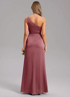 Azazie Feby Jurken voor bruidsmeisjes Jurk van Stretch Satijn met A-Lijn One-Shoulder Woestijnroos image2