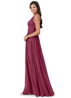 Azazie Robbie Final Sale Mulberry A-Line Lace Chiffon Dress image4