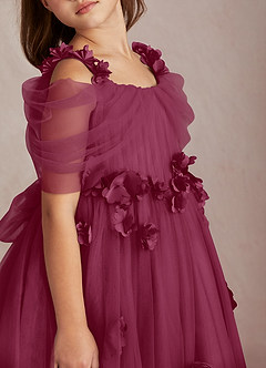 Azazie Shaylee vestidos de niña de las flores Vestido de Mora de Tul de Corte En A con Vestidos sin tirantes image2